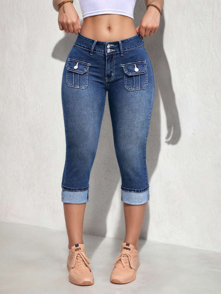 Women's stretch denim capri pants