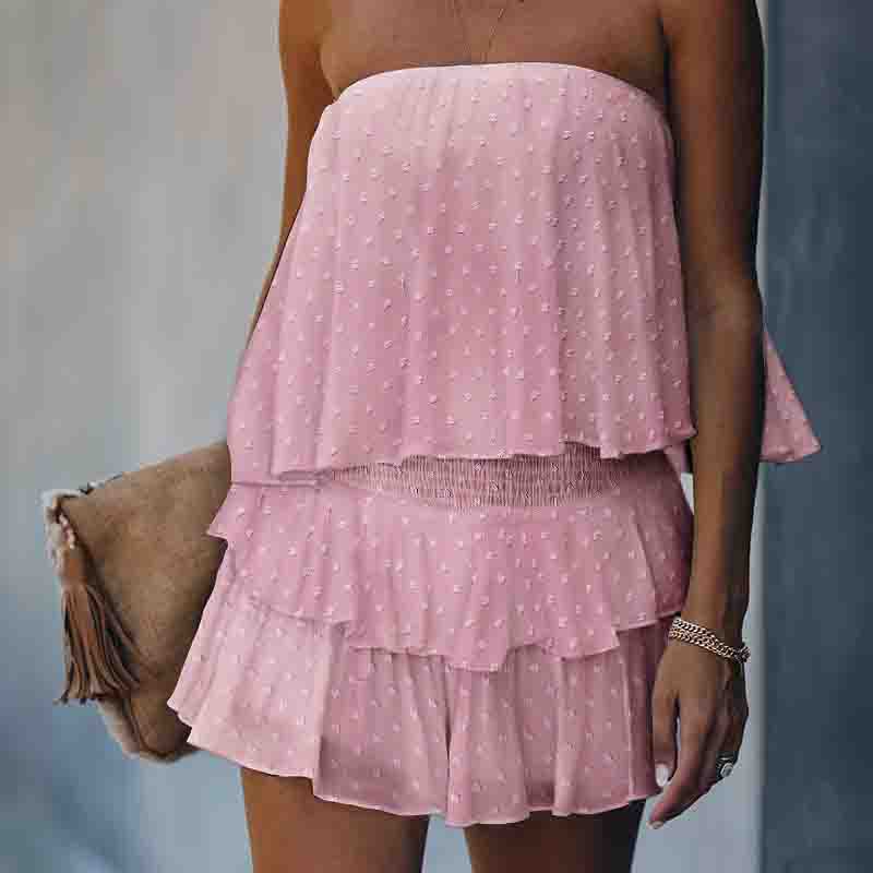 Backless Bandeau Ruffled Jumpsuit