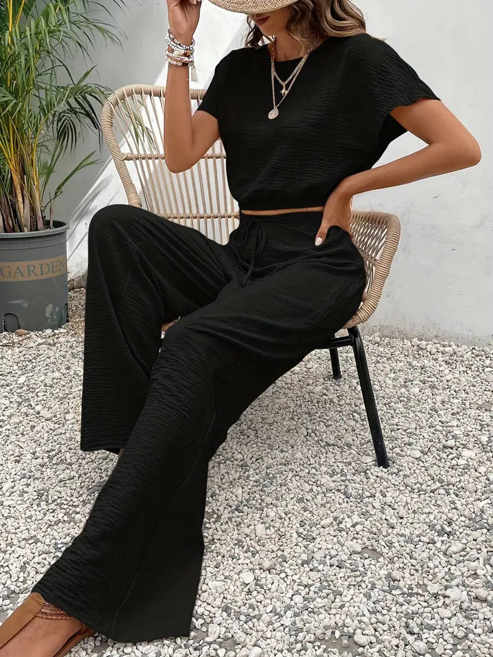Short-sleeved top + pants casual set