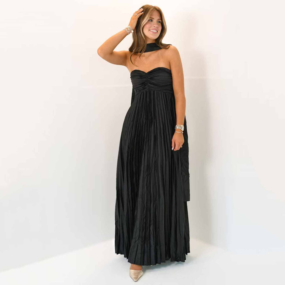 Sexy tube top dress pleated high-end evening dress