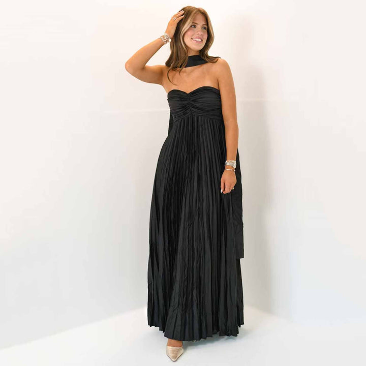 Sexy tube top dress pleated high-end evening dress