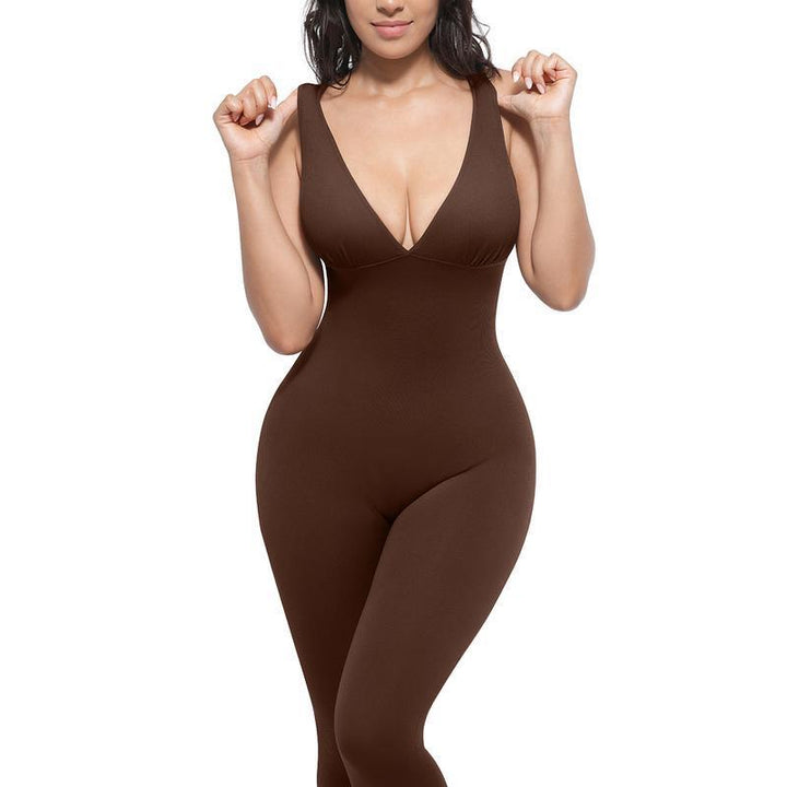 Sleeveless V-neck slimming and tummy-control sports yoga jumpsuit