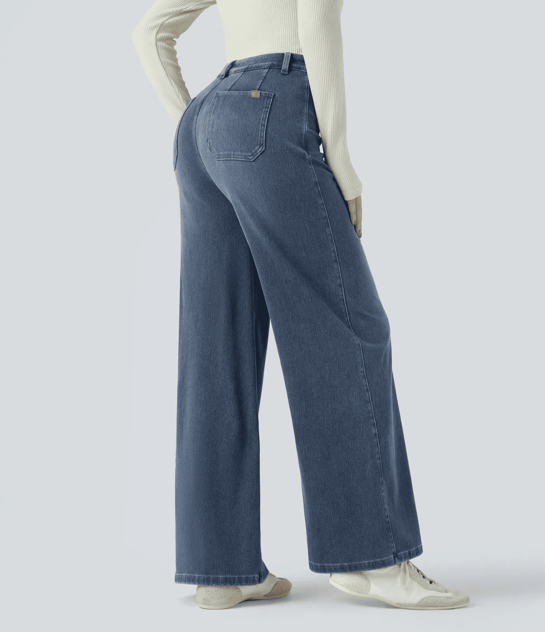 Slim-fit wide-leg casual jeans