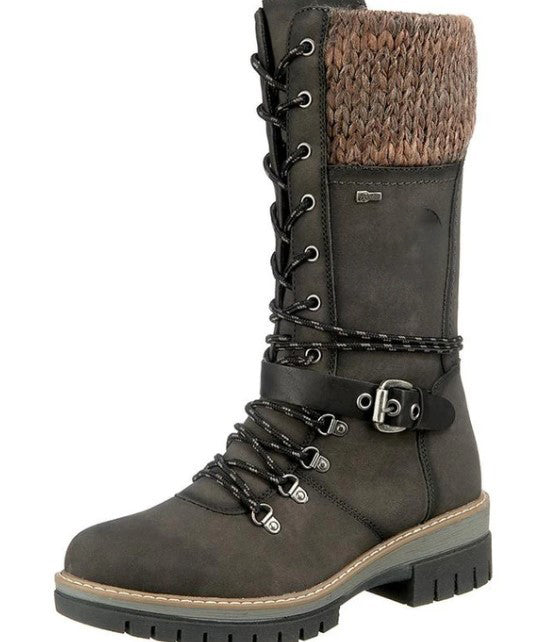 Leather buckle and wool patchwork Martin boots