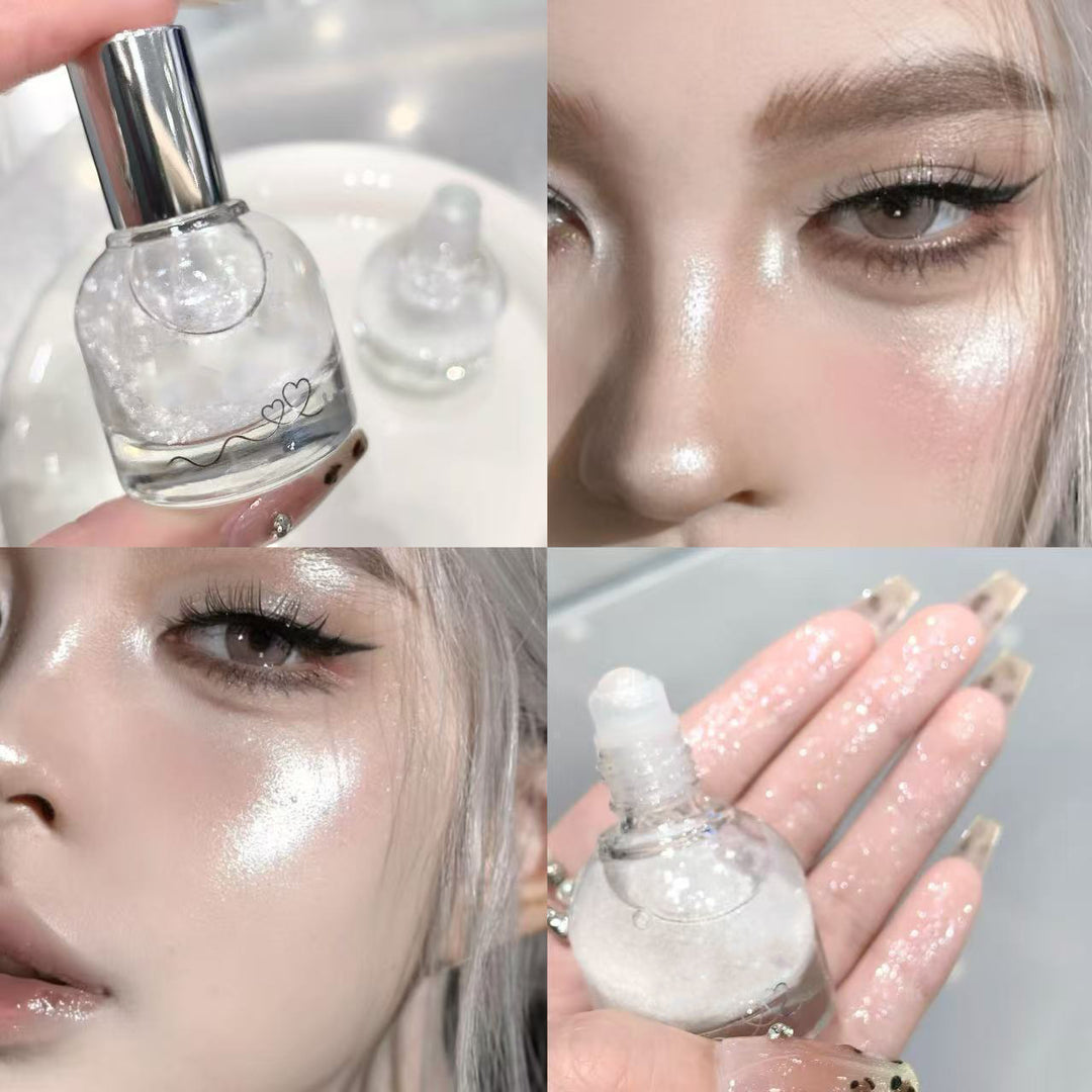 Liquid shimmering highlighter - sparkling rhinestones for face and body