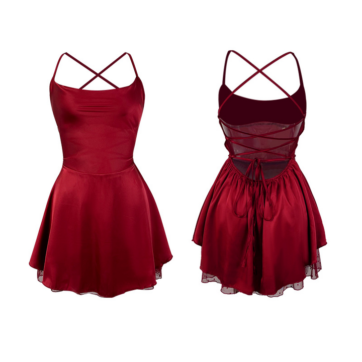 Satin backless cross-strap dress
