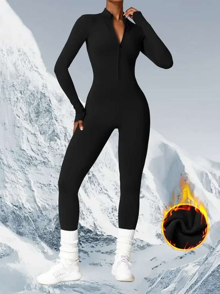 Women's Solid Zip Up Skiing Jumpsuit
