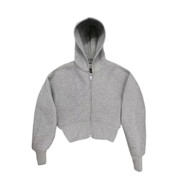Luxury Rhinestone Fashion Cardigan Hoodie