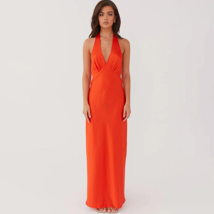 V-neck Sleeveless Halter Dress