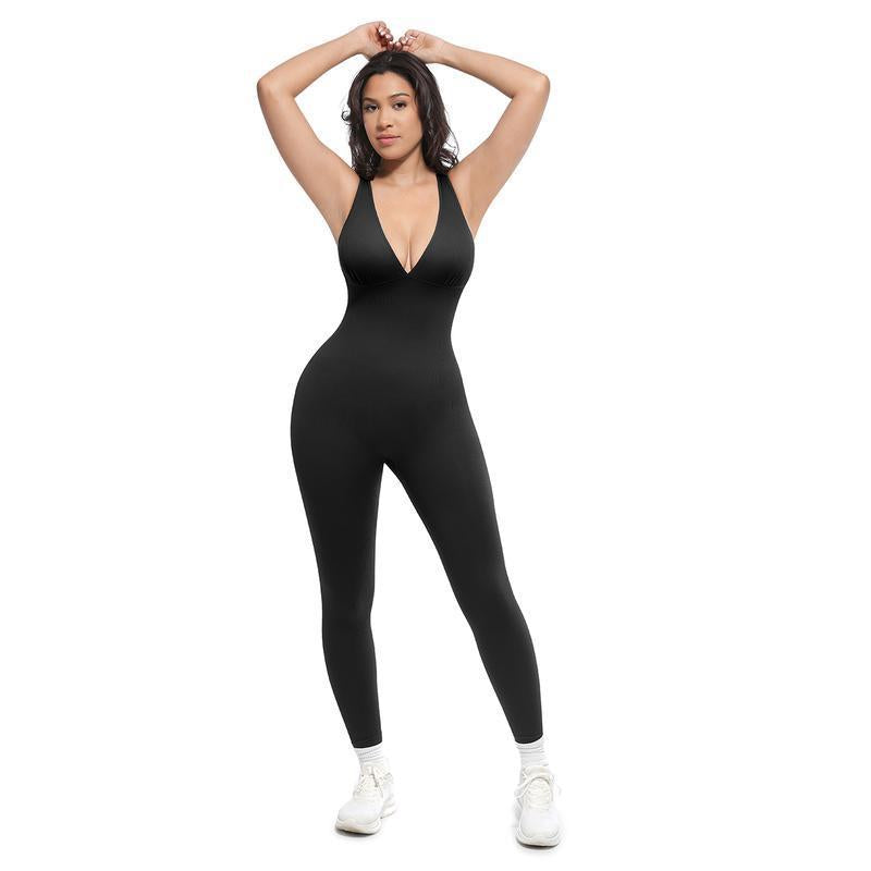 Sleeveless V-neck slimming and tummy-control sports yoga jumpsuit