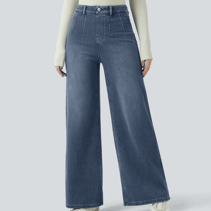 Slim-fit wide-leg casual jeans