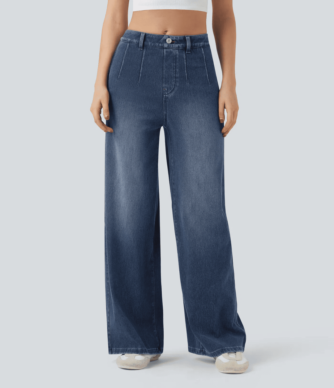 Slim-fit wide-leg casual jeans