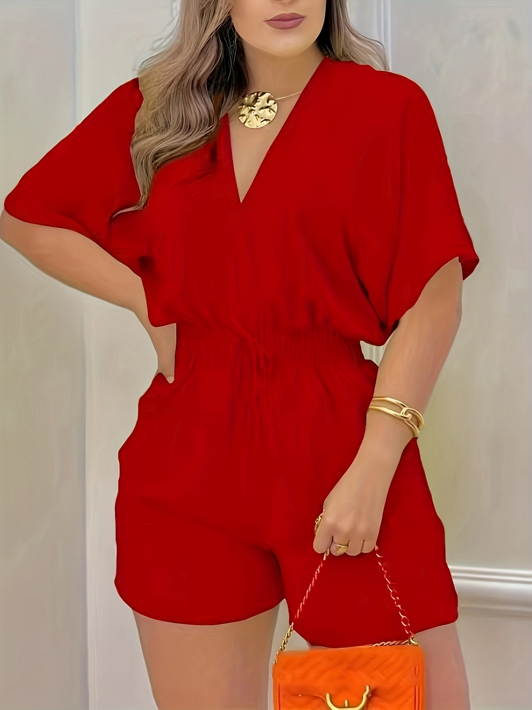 Casual V-neck jumpsuit