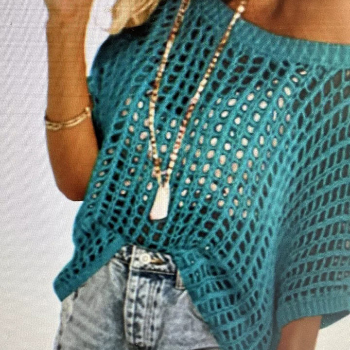 Openwork knit loose top