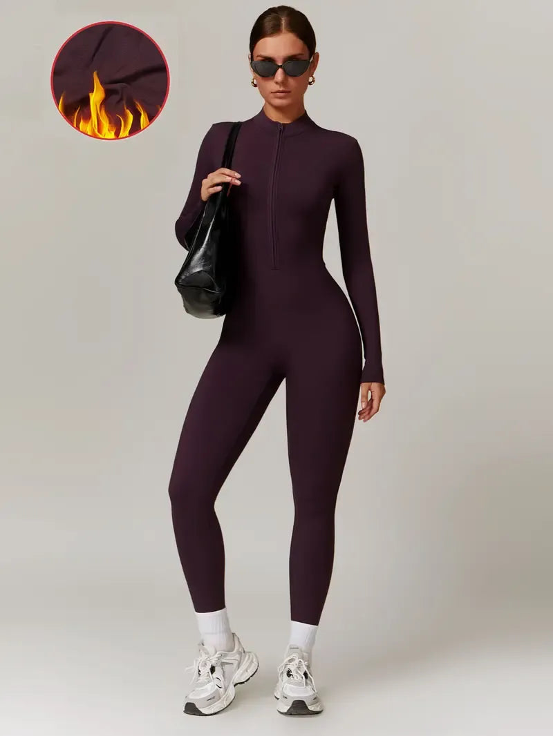 Women's Solid Zip Up Skiing Jumpsuit