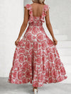 Allover Printed Pleated Square Neck Top and Halter Skirt Set