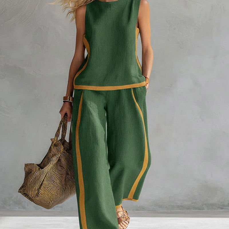 Sleeveless Colorblock Summer Two-Piece Set