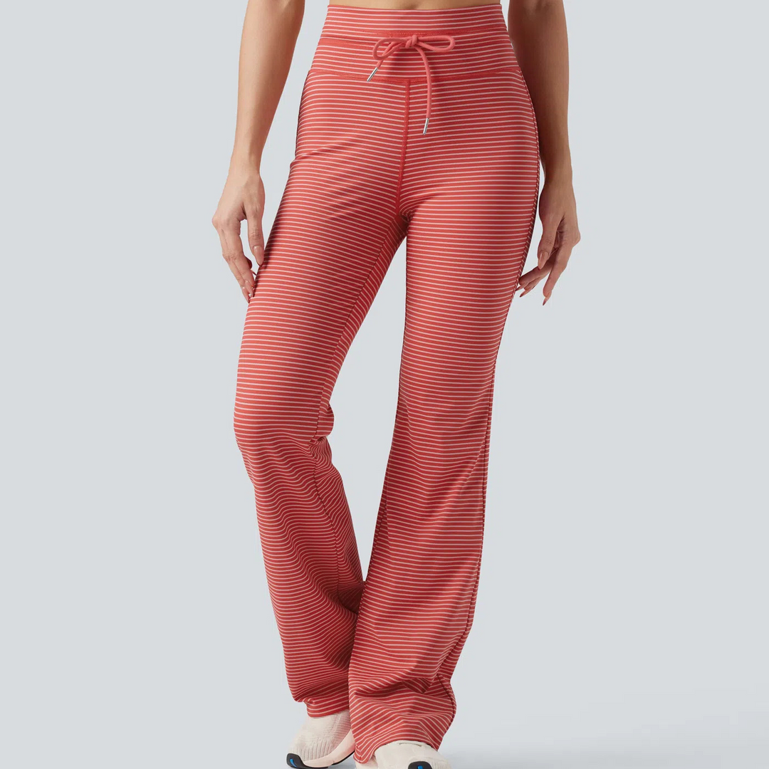 Printed striped casual trousers