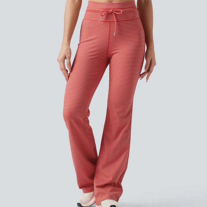 Printed striped casual trousers