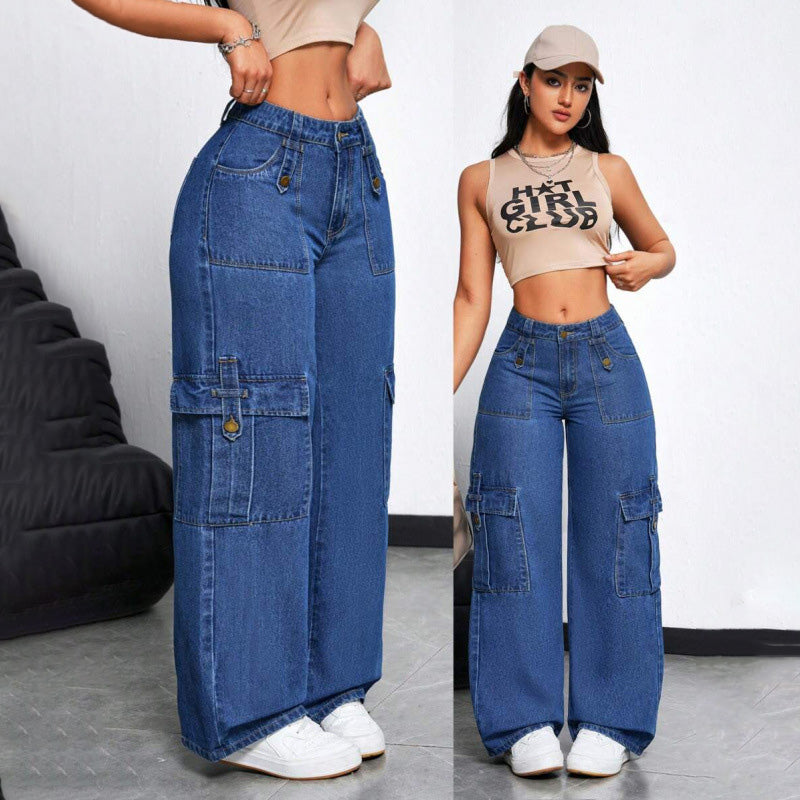 Retro cargo wide-leg jeans