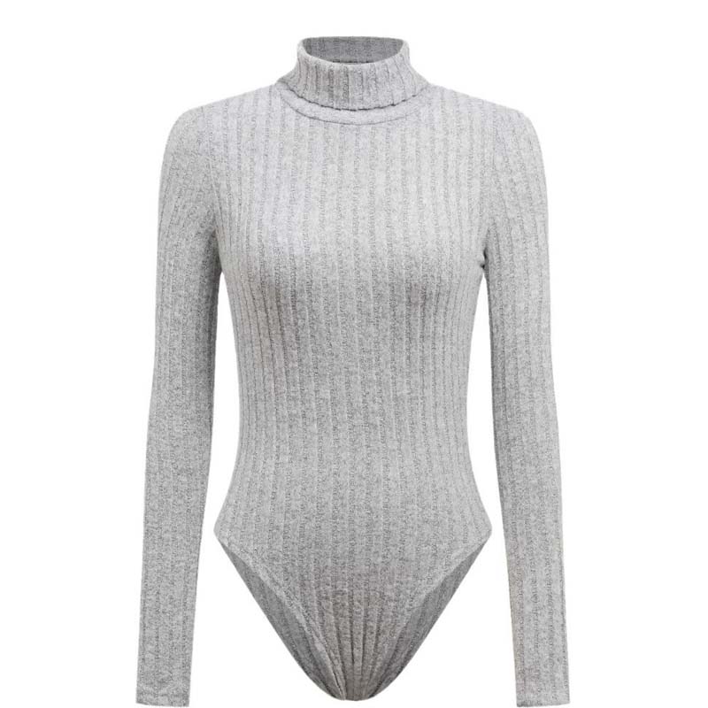 Knitted high-neck long-sleeved slim-fit bodysuit