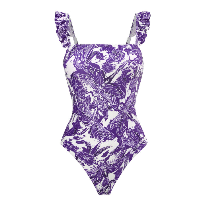 Fashion Printed Lace Straps Swimsuit