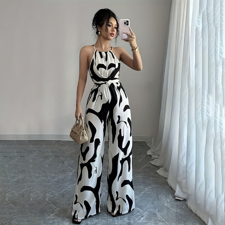 halter-neck loose jumpsuit