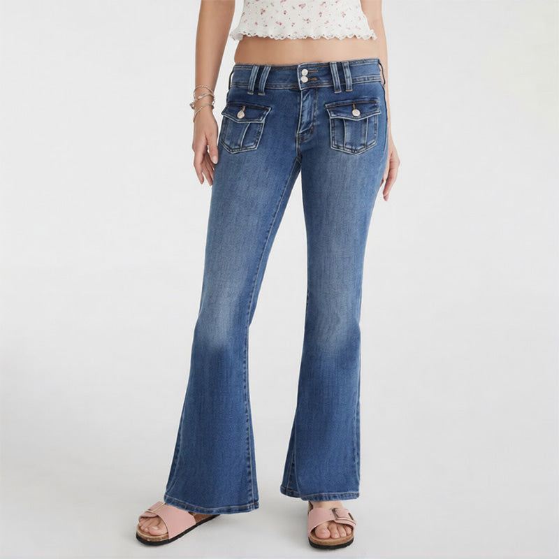 Retro Pocket Flared Jeans