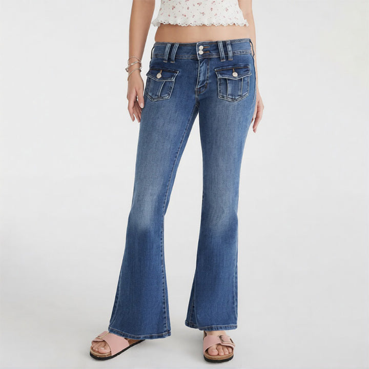 Retro Pocket Flared Jeans
