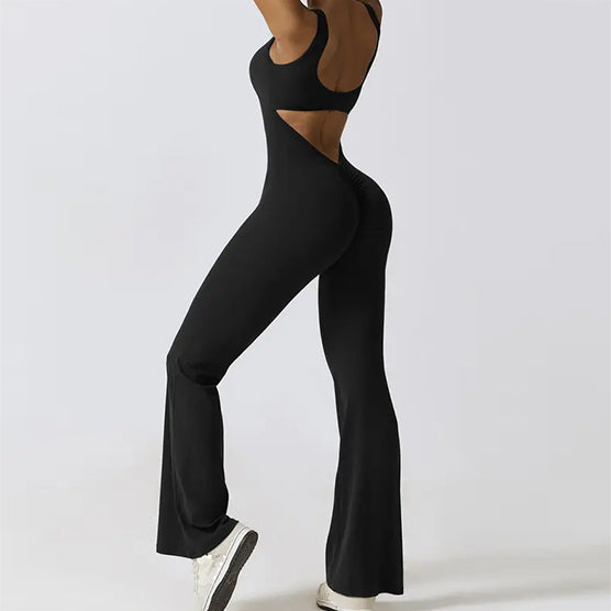 Women's sleeveless flared jumpsuit