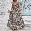 Allover Printed Pleated Square Neck Top and Halter Skirt Set
