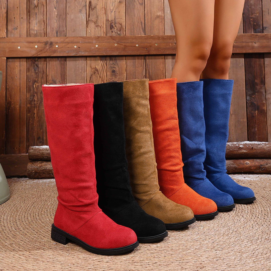 Suede mid-calf boots