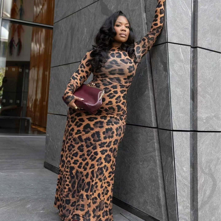 Leopard print fitted dress