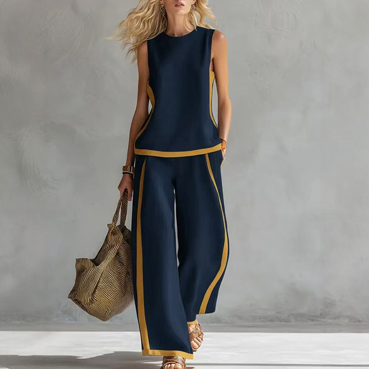 Sleeveless Colorblock Summer Two-Piece Set