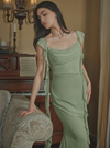 MESH RUFFLE HEM MAXI DRESS