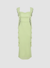 MESH RUFFLE HEM MAXI DRESS