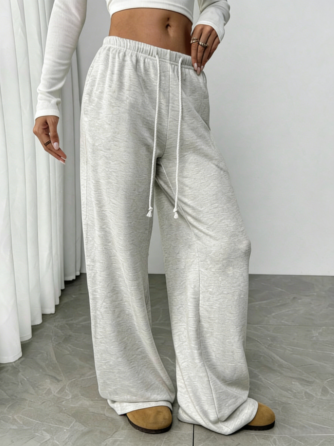 Casual Pocket Wide-Leg Casual Pants