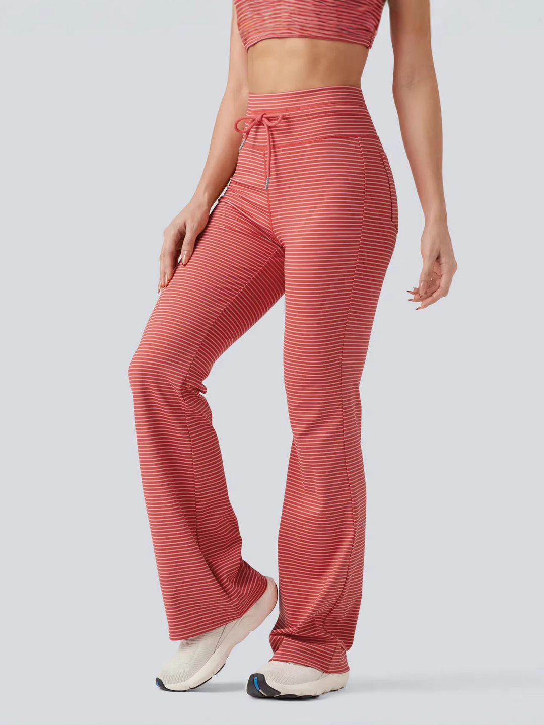 Printed striped casual trousers