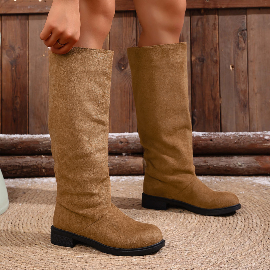 Suede mid-calf boots