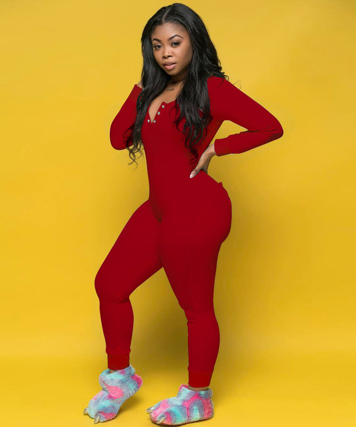 Casual long-sleeved jumpsuit