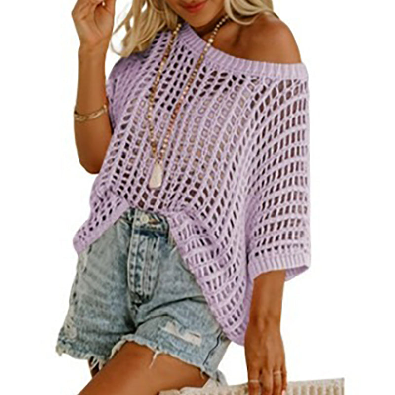 Openwork knit loose top