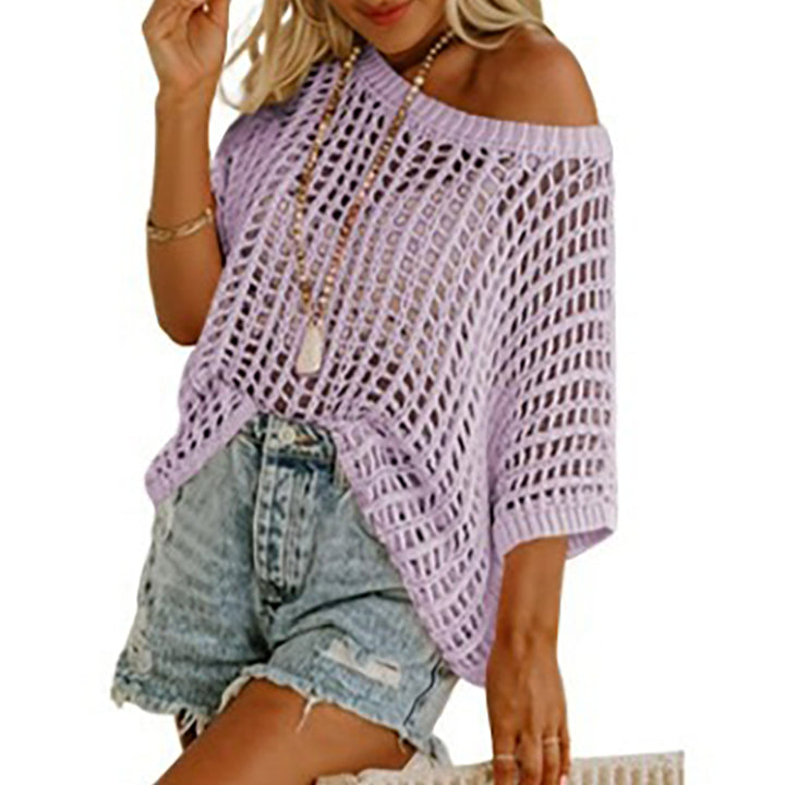 Openwork knit loose top