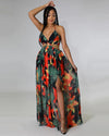 Floral Long Halter Dress