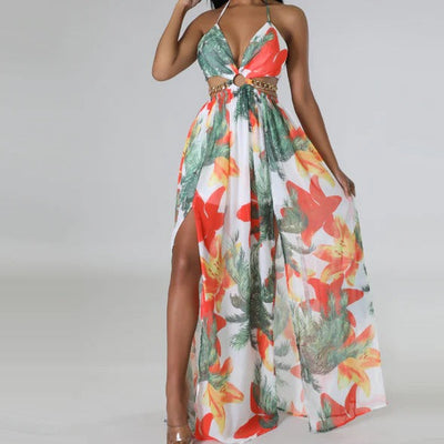 Floral Long Halter Dress