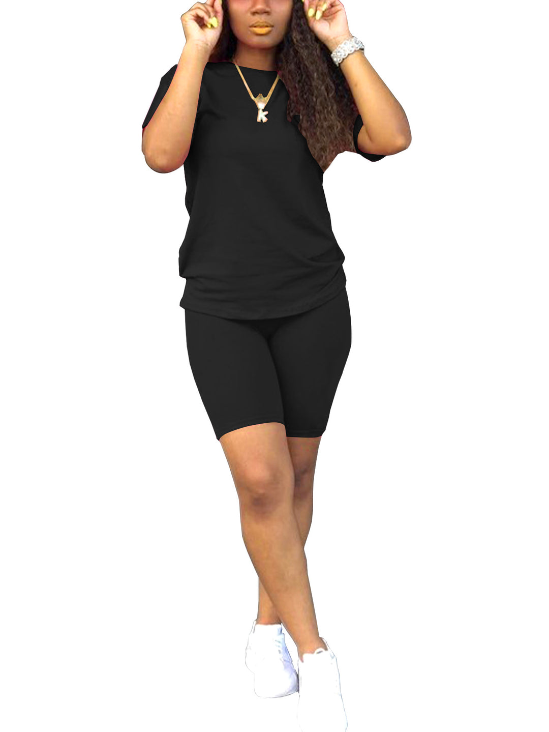 Crew neck short-sleeved T-shirt and shorts set