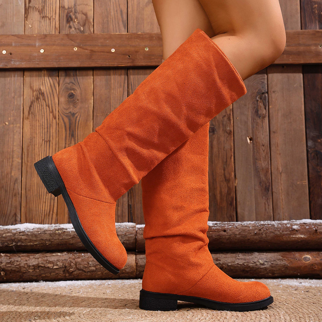 Suede mid-calf boots