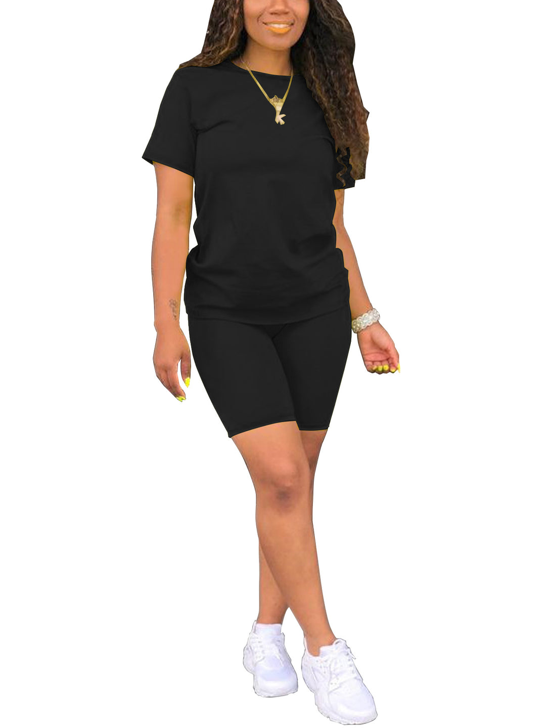 Crew neck short-sleeved T-shirt and shorts set