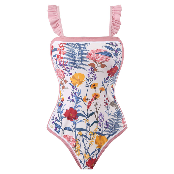 Fashion Printed Lace Straps Swimsuit