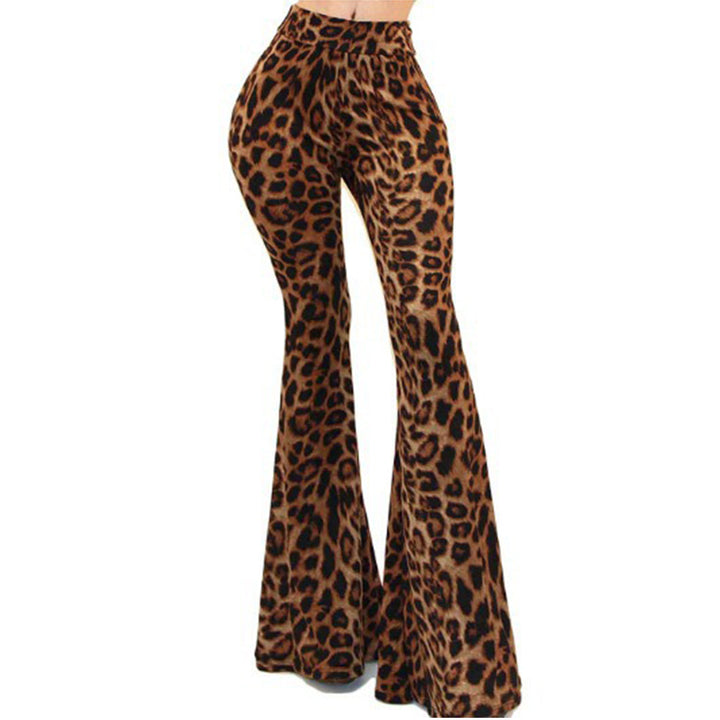 Women's leopard print flared trousers