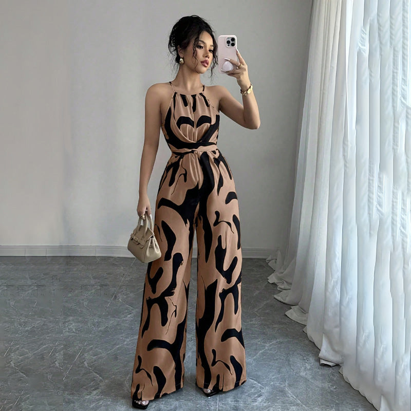 halter-neck loose jumpsuit